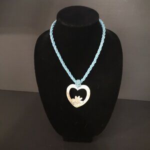 Artisan Made Abalone Shell Heart Shaped Turquoise Seed Bead Statement Necklace